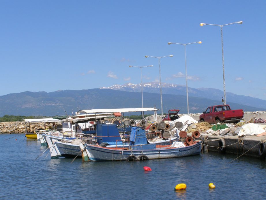Der Olymp vom Hafen von Stomio aus gesehen